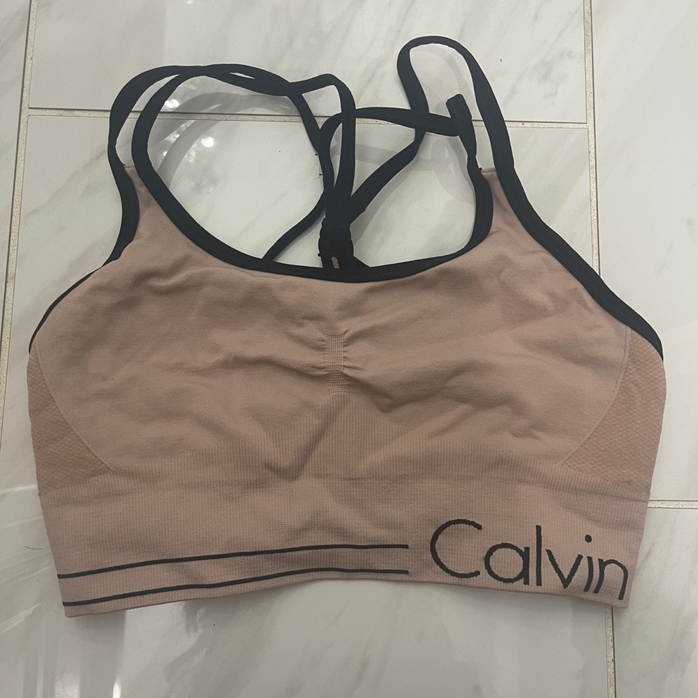blush pink calvin klein sports bra